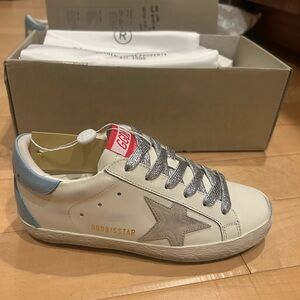 Golden Goose Cream and Silver Star Sneakers NWT